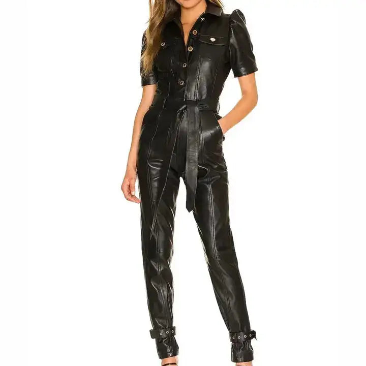 Women’s Genuine Lambskin Leather Jumpsuit - Riders Republic UK