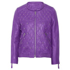 Purple Leather Jacket Womens - Riders Republic UK