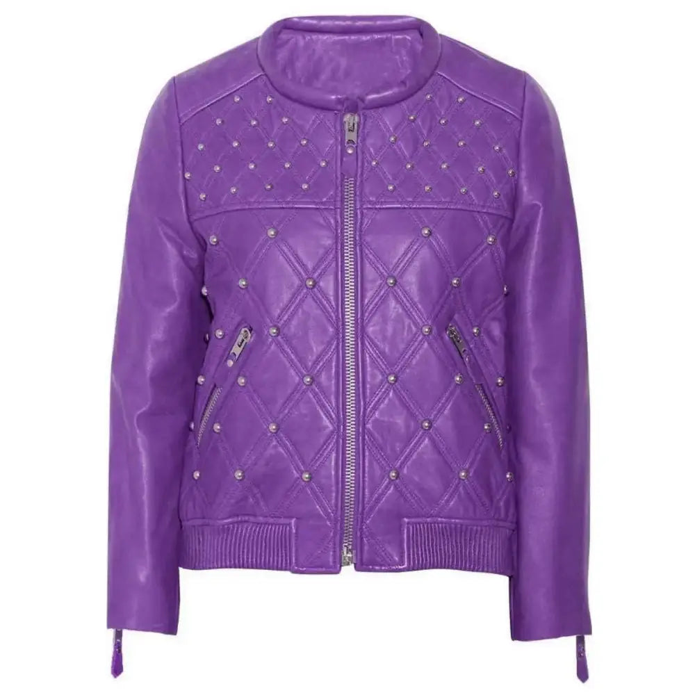 Purple Leather Jacket Womens - Riders Republic UK