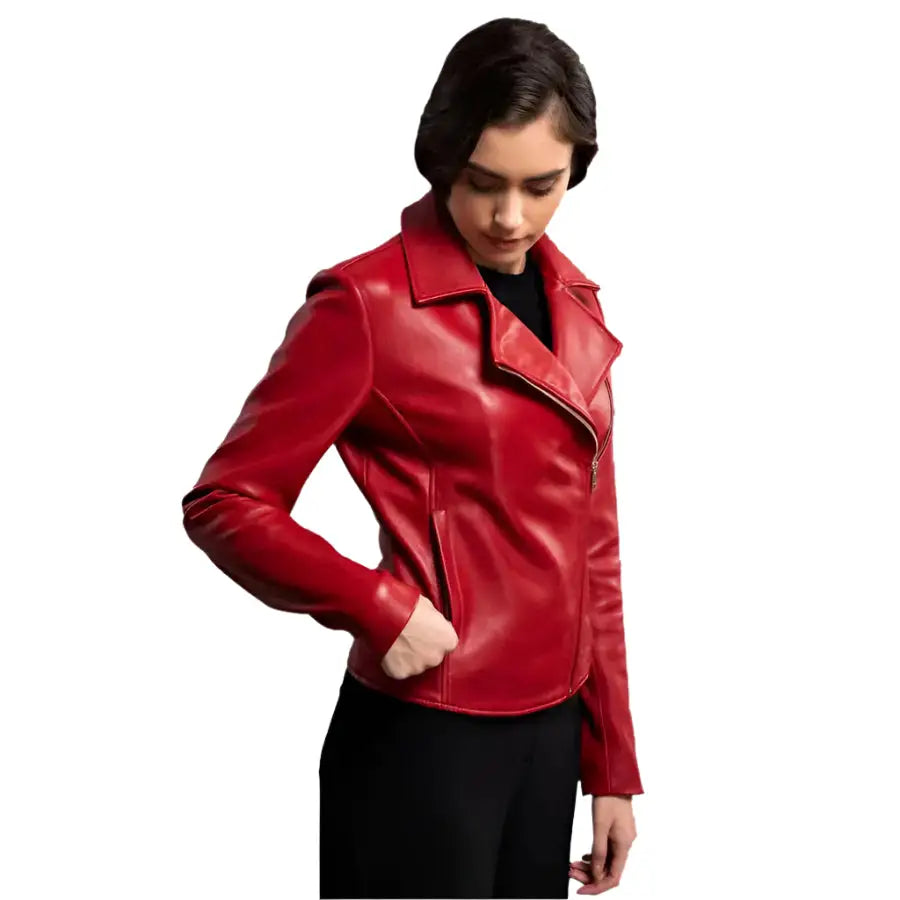 Glamorous Red Leather Jacket Women - Riders Republic UK