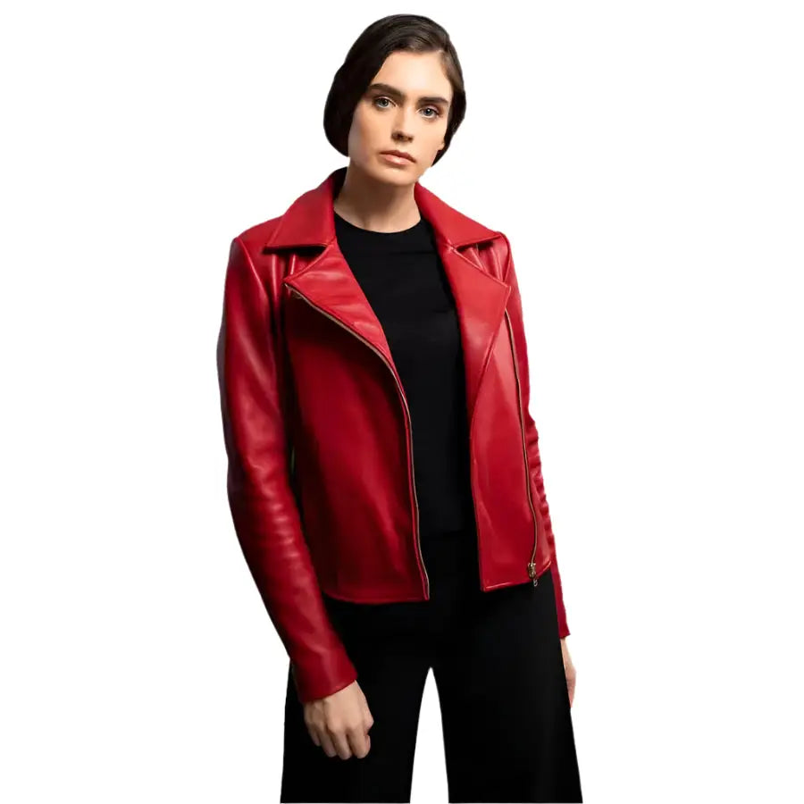 Glamorous Red Leather Jacket Women - Riders Republic UK