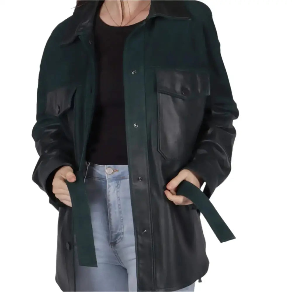 Green Suede Leather Jacket Women - Riders Republic UK
