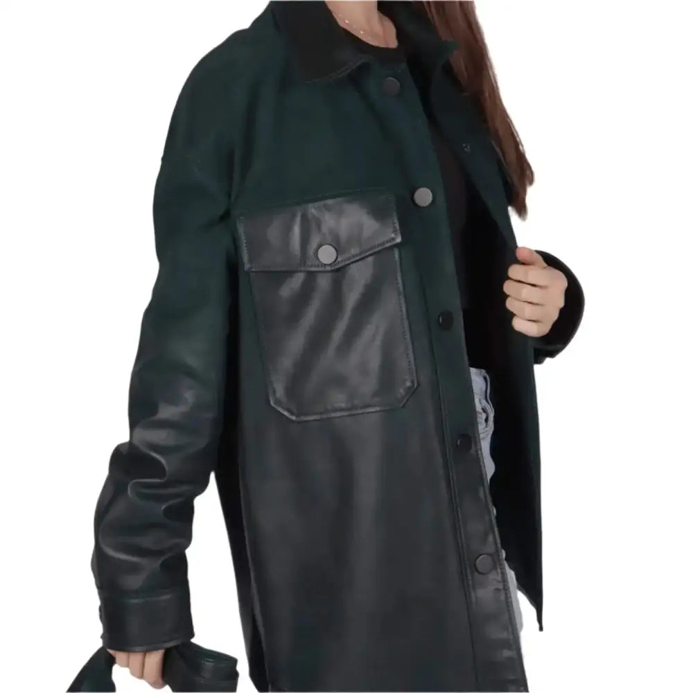 Green Suede Leather Jacket Women - Riders Republic UK