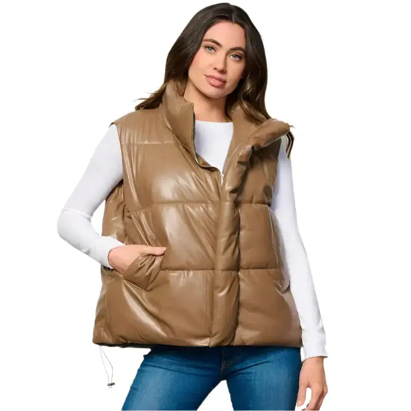 Womens Khaki Puffer Vest - Riders Republic UK