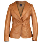 Tan Lambskin Leather Blazer Women - Riders Republic UK