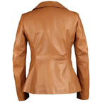 Tan Lambskin Leather Blazer Women - Riders Republic UK