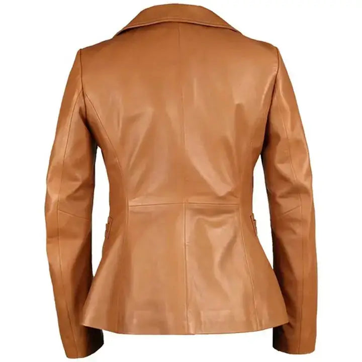 Tan Lambskin Leather Blazer Women - Riders Republic UK