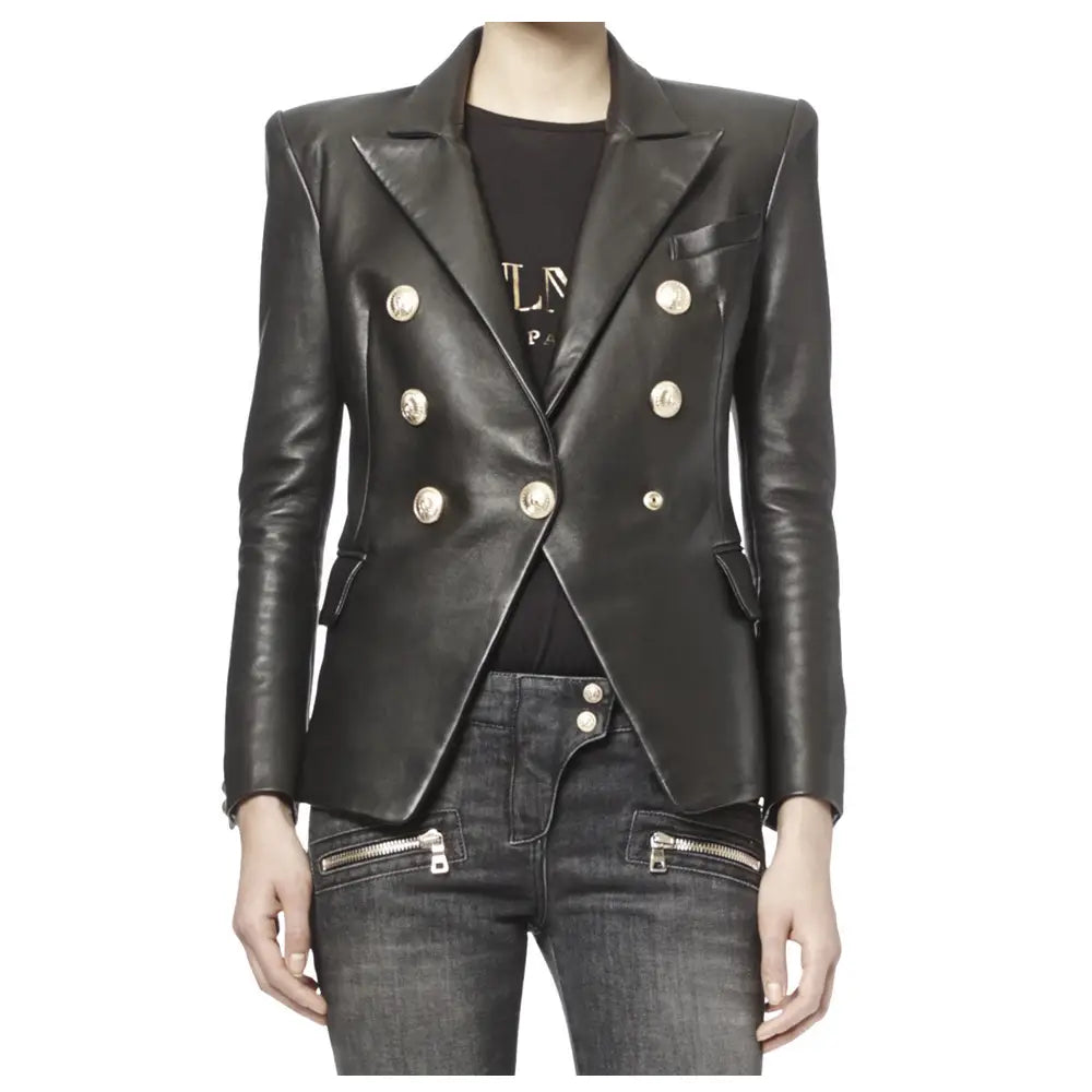Womens Black Leather Blazer - Riders Republic UK