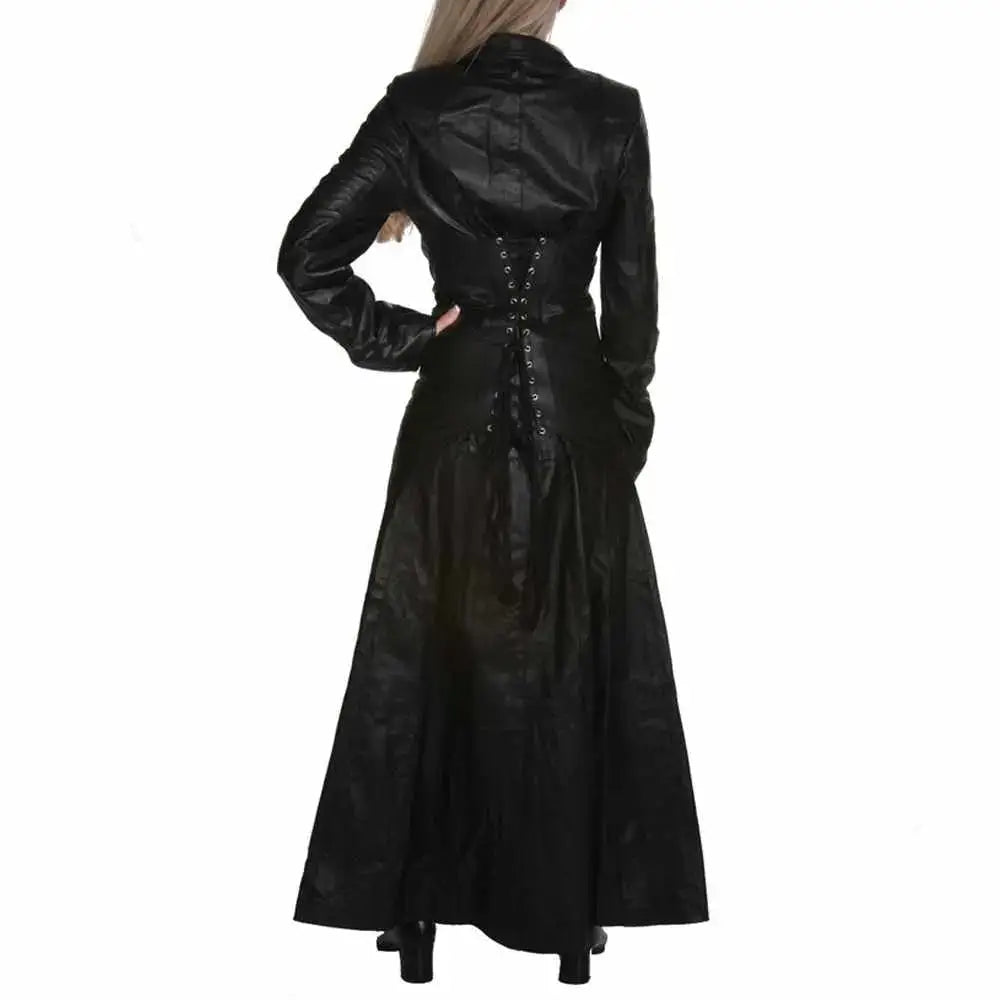 Womens Long Victorian Leather Coat - Riders Republic UK