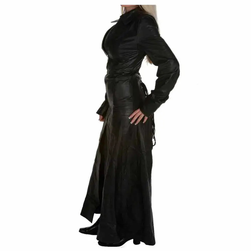 Womens Long Victorian Leather Coat - Riders Republic UK