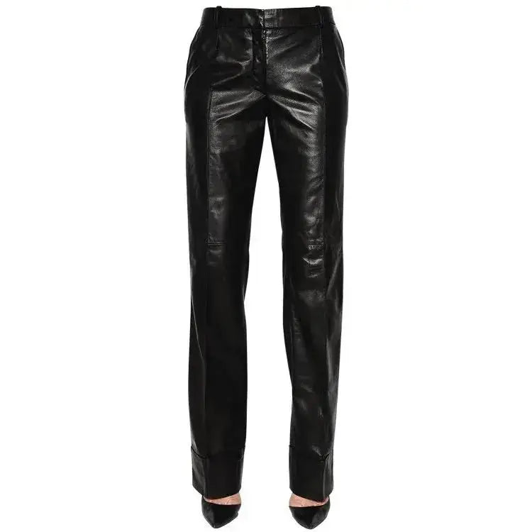 Womens Black Lambskin Leather Pants - Riders Republic UK