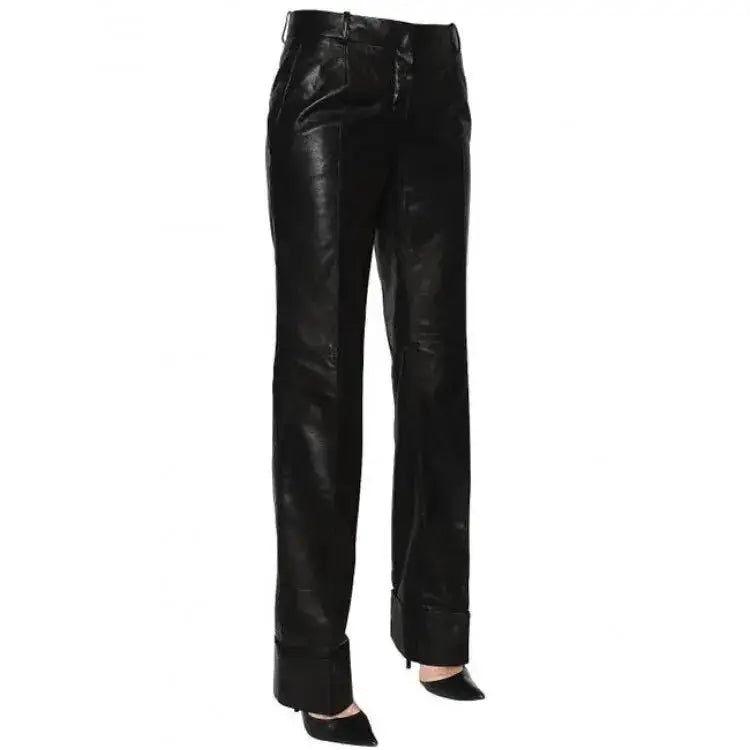 Womens Black Lambskin Leather Pants - Riders Republic UK