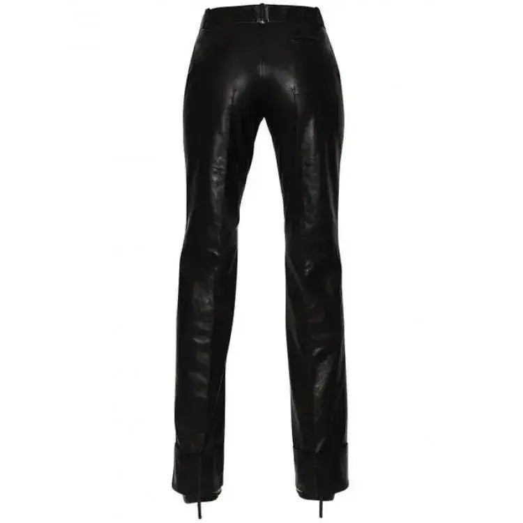 Womens Black Lambskin Leather Pants - Riders Republic UK