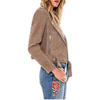 Womens Cropped Suede Biker Jacket - Riders Republic UK
