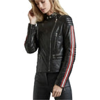 Womens Black Leather Moto Jacket - Riders Republic UK