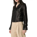 Petite Black Leather Asymmetrical Jacket Women - Riders Republic UK