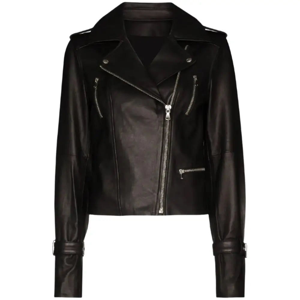 Petite Black Leather Asymmetrical Jacket Women - Riders Republic UK