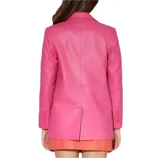 Womens Pink Leather Blazer - Riders Republic UK