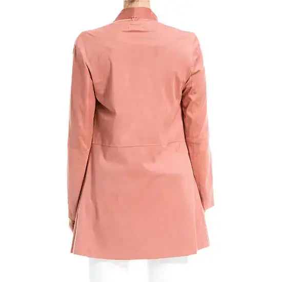 Pink Suede Leather Long Jacket for Women - Riders Republic UK
