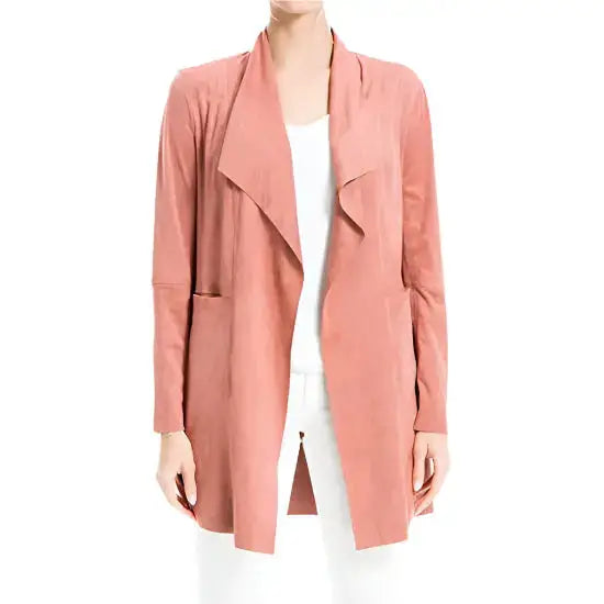 Pink Suede Leather Long Jacket for Women - Riders Republic UK