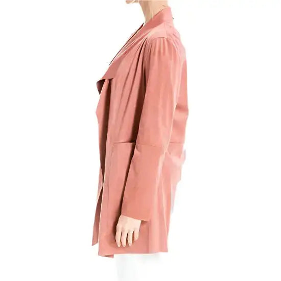 Pink Suede Leather Long Jacket for Women - Riders Republic UK