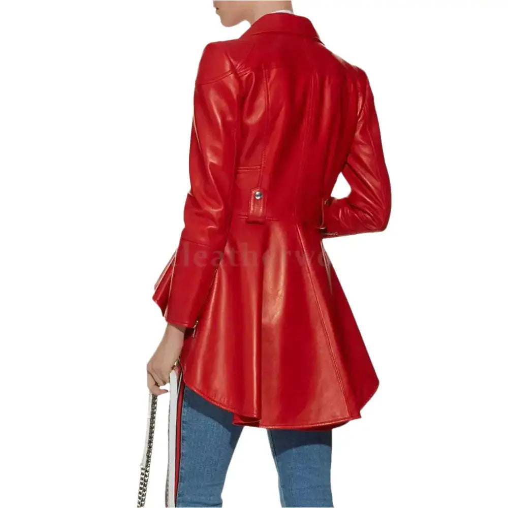 Red Peplum Leather Jacket - Riders Republic UK