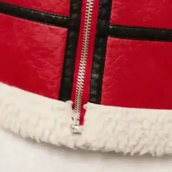 Red Shearling Leather Jacket Womens - Riders Republic UK