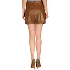 Womens Sassy Brown Leather Ruffle Shorts - Riders Republic UK