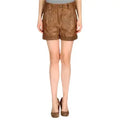 Womens Sassy Brown Leather Ruffle Shorts - Riders Republic UK