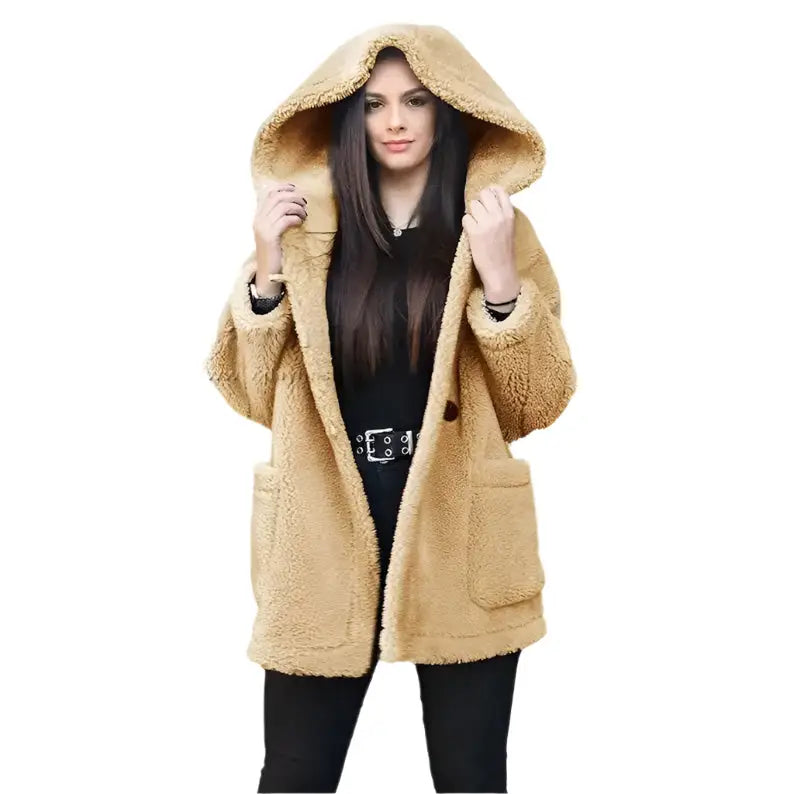 Womens Shearling Hooded Teddy Coat - Riders Republic UK