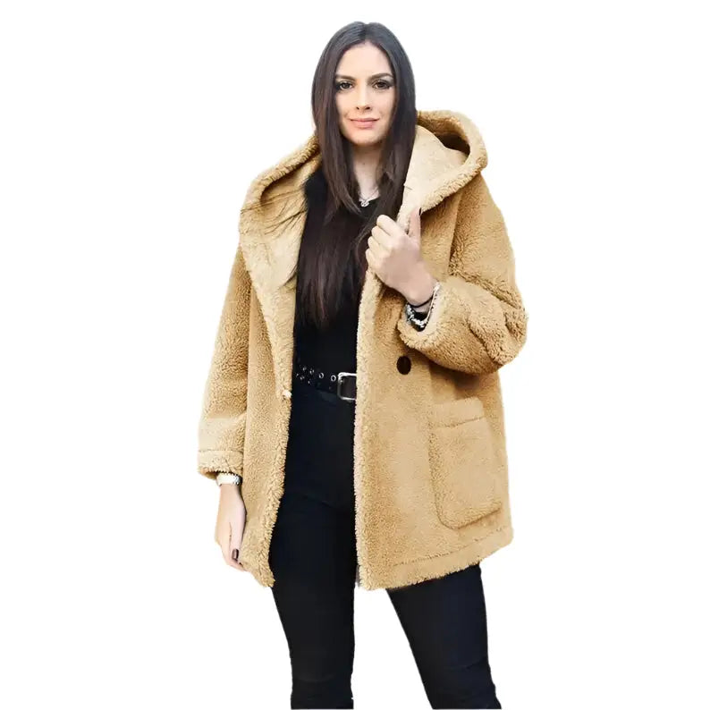 Womens Shearling Hooded Teddy Coat - Riders Republic UK