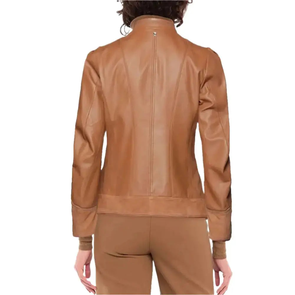 Leather and Suede Mandarin Collar Jacket for Women - Riders Republic UK