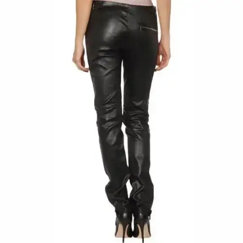 Lambskin Leather Pants with Zipper Detail - Riders Republic UK