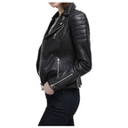 Womens Slim Fit Black Leather Jacket - Riders Republic UK