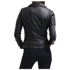 Womens Slim Fit Black Leather Jacket - Riders Republic UK