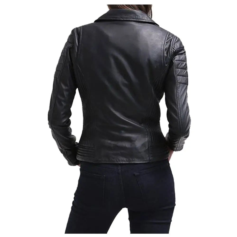 Womens Slim Fit Black Leather Jacket - Riders Republic UK