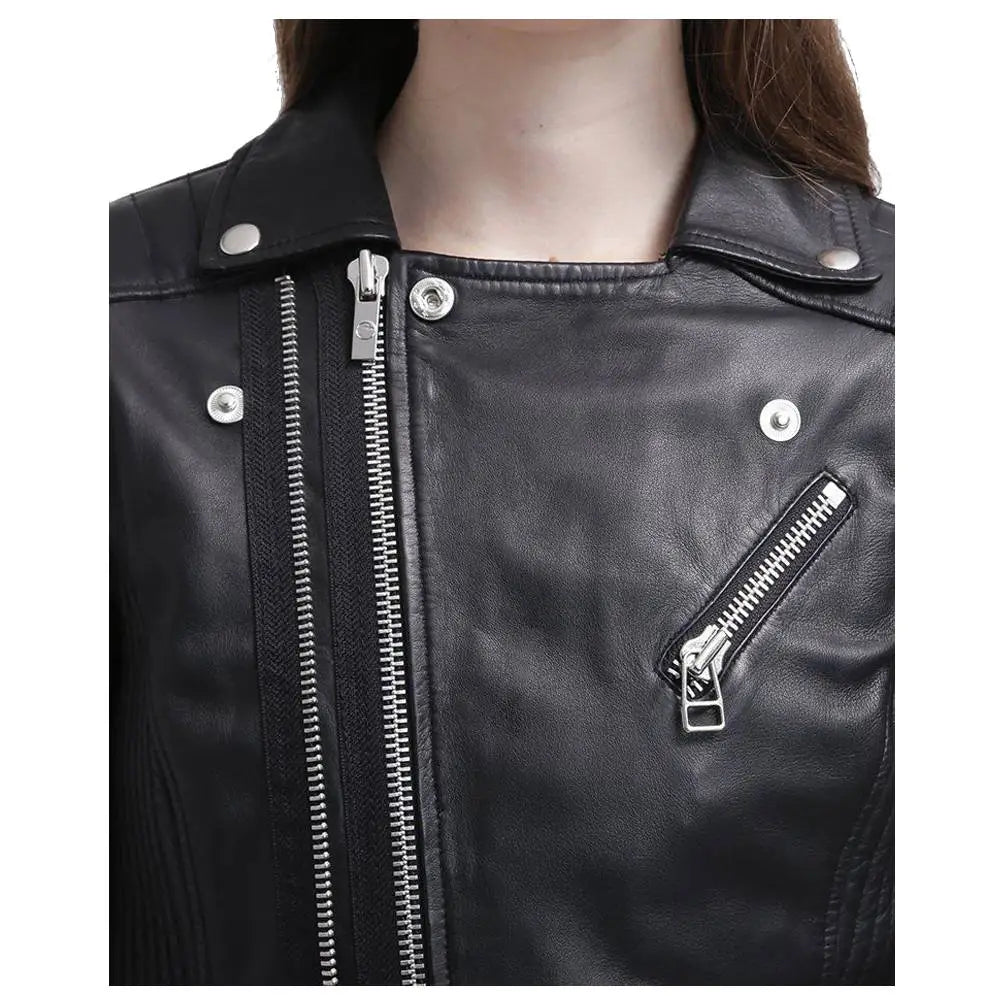 Womens Slim Fit Black Leather Jacket - Riders Republic UK