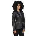 Womens Slim Fit Black Leather Blazer - Riders Republic UK