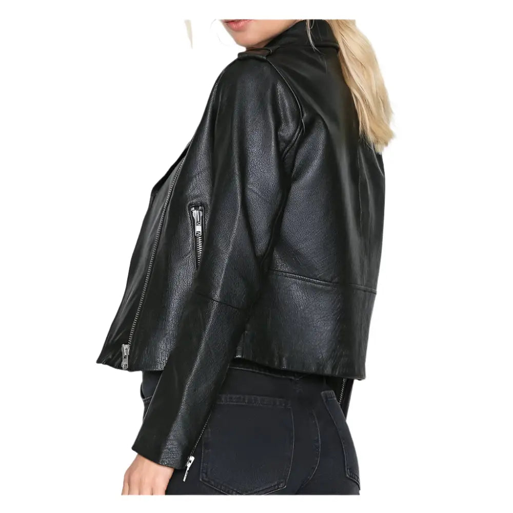 Womens Slim Fit Biker Leather Jacket - Riders Republic UK
