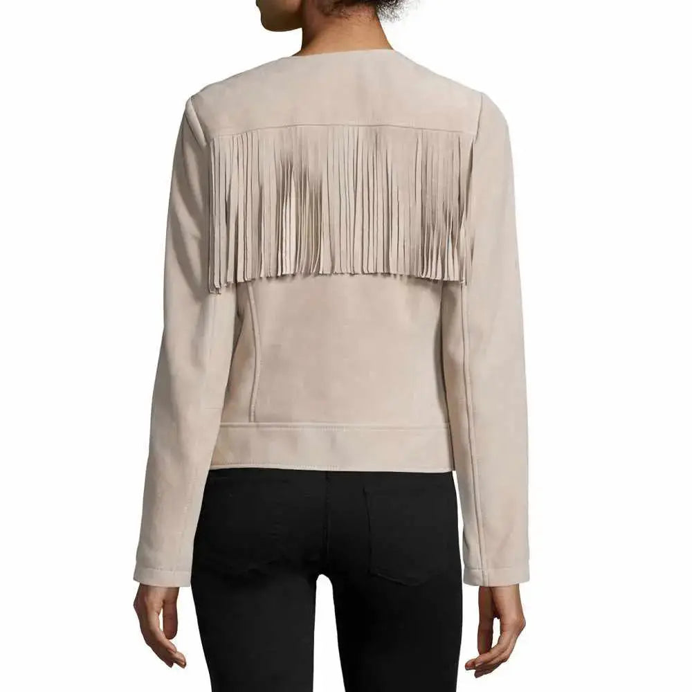Womens Slim Fit Fringe Leather Jacket - Riders Republic UK