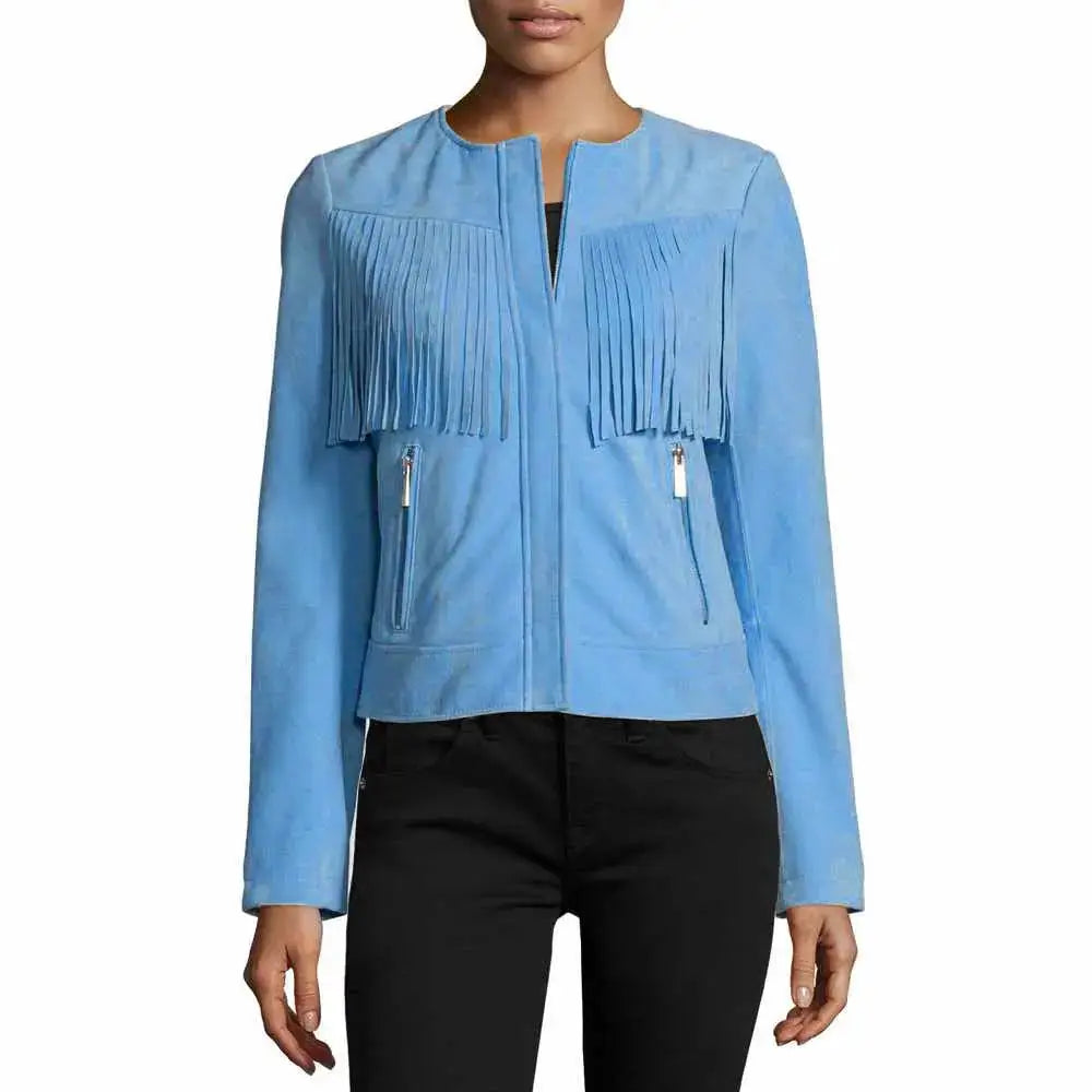 Womens Slim Fit Fringe Leather Jacket - Riders Republic UK