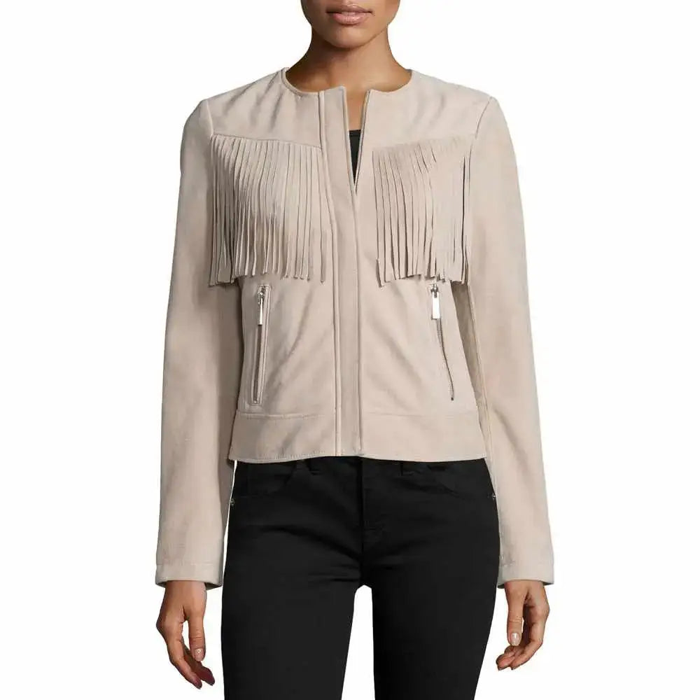 Womens Slim Fit Fringe Leather Jacket - Riders Republic UK