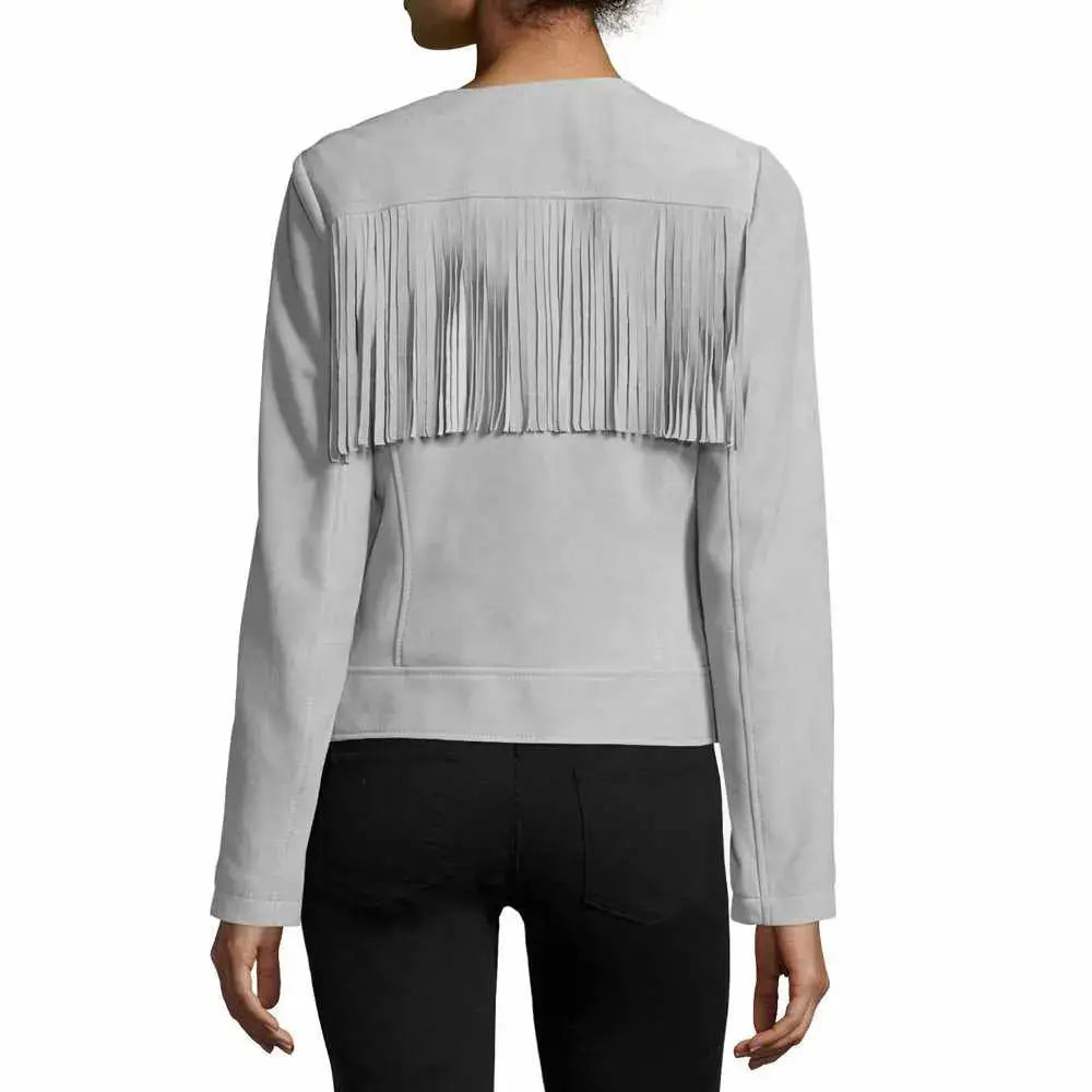 Womens Slim Fit Fringe Leather Jacket - Riders Republic UK