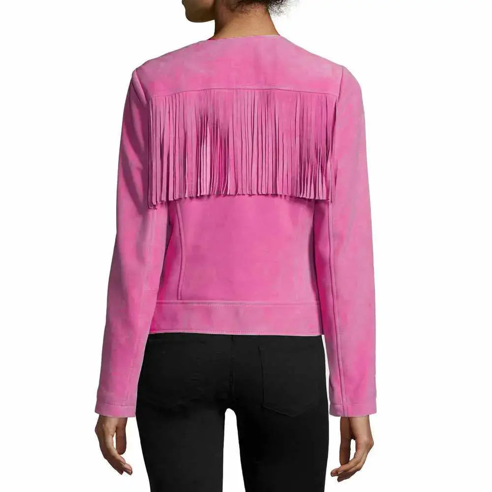 Womens Slim Fit Fringe Leather Jacket - Riders Republic UK
