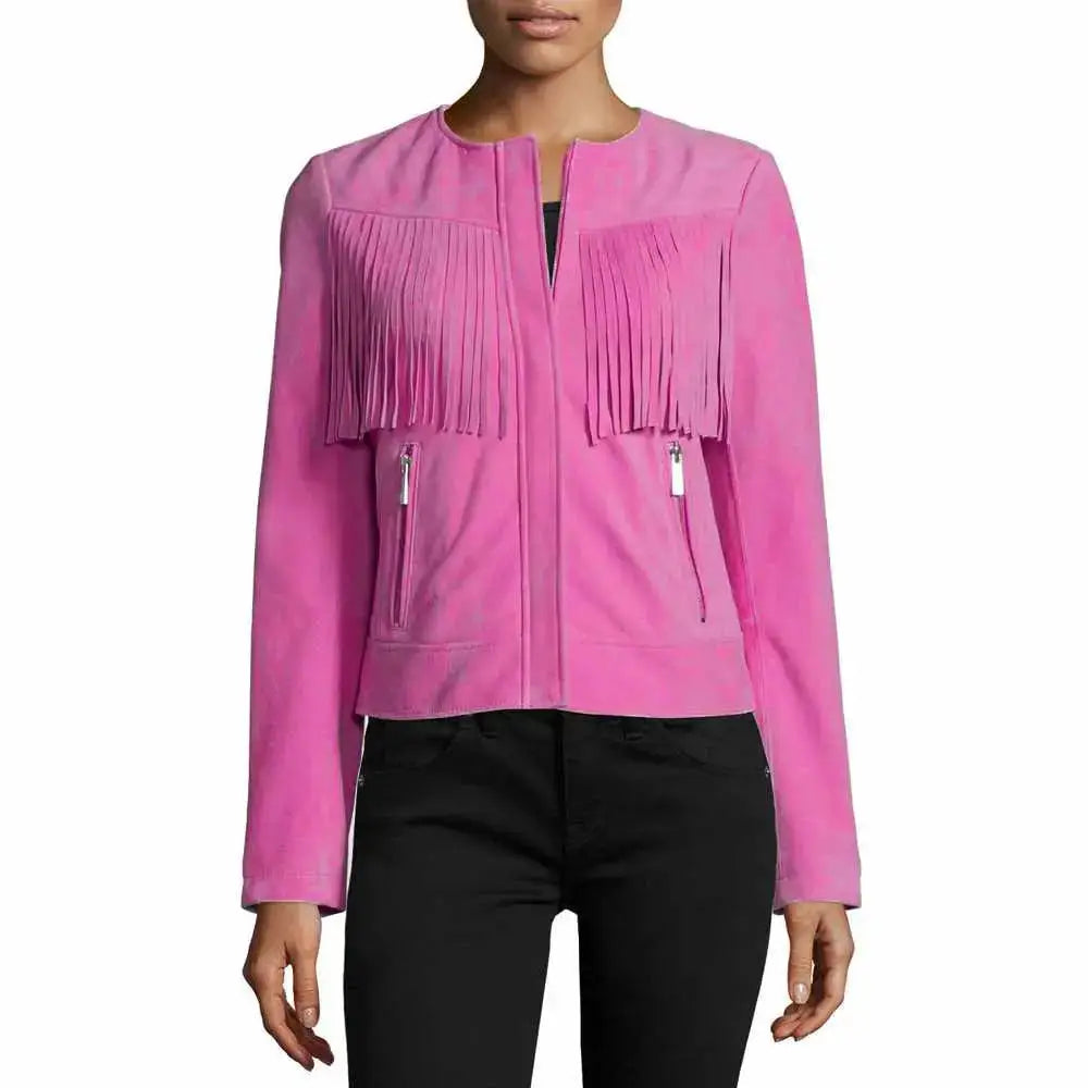 Womens Slim Fit Fringe Leather Jacket - Riders Republic UK