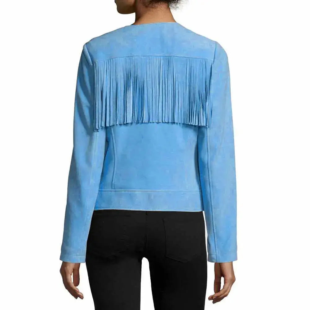 Womens Slim Fit Fringe Leather Jacket - Riders Republic UK