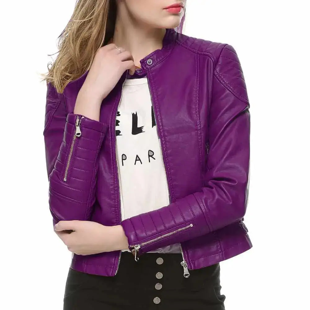 Womens Slim Fit Motorcycle Leather Jacket - Riders Republic UK