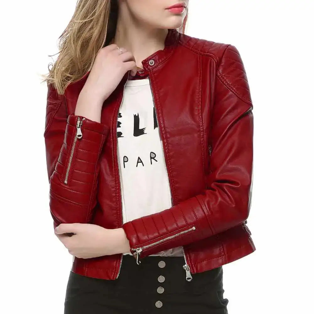 Womens Slim Fit Motorcycle Leather Jacket - Riders Republic UK