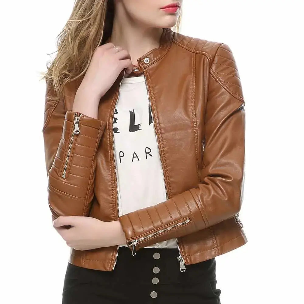 Womens Slim Fit Motorcycle Leather Jacket - Riders Republic UK