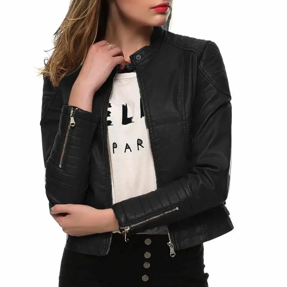 Womens Slim Fit Motorcycle Leather Jacket - Riders Republic UK
